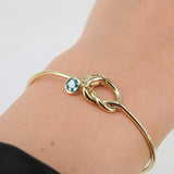 Solid Gold Knot Bangle – Personalized Birthstone & Engraving Charms