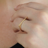 Minimalist D-Shaped 18K Gold Ring – Modern Elegant Statement Jewelry