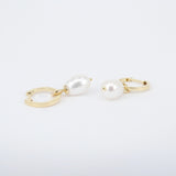 Baroque Pearl Hoop Earrings - Vintage Dangling Huggies
