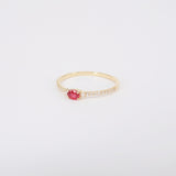 Dainty Oval Natural Ruby and Diamond Engagement Ring – Small Genuine July & April Dual Birthstone Ring – Simple Gold Ruby Stacking Ring