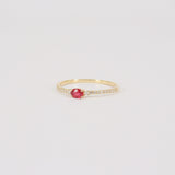 Dainty Oval Natural Ruby and Diamond Engagement Ring – Small Genuine July & April Dual Birthstone Ring – Simple Gold Ruby Stacking Ring