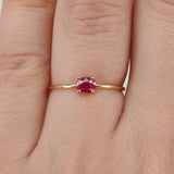 Dainty Oval Ruby Engagement Ring – Minimalist Small Ruby Ring – Simple Ruby Ring - Genuine July Birthstone Ring - Ruby Stacking Gold Ring