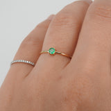 Minimalist Genuine Colombian Emerald Engagement Ring – Simple Dainty May Birthstone Promise Ring