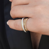 Unique Interlocking Diamond Wedding Ring Set – Multi Braided Gold Bands