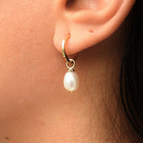 Baroque Pearl Hoop Earrings - Vintage Dangling Huggies