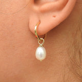 Baroque Pearl Hoop Earrings - Vintage Dangling Huggies