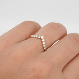 Floating Diamond V Wedding Band - Single Prong Chevron Ring