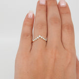 Floating Diamond V Wedding Band - Single Prong Chevron Ring