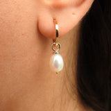 Baroque Pearl Hoop Earrings - Vintage Dangling Huggies
