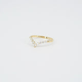 Floating Diamond V Wedding Band - Single Prong Chevron Ring