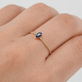Dainty Blue Pear-Shaped Sapphire Ring