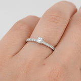 Dainty Solitaire Diamond Engagement Ring – April Birthstone Bridal Jewelry