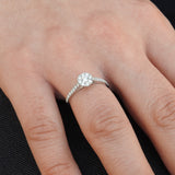 Art Deco Halo Diamond Engagement Ring - April Birthstone - Handmade Jewelry