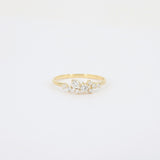 Nature-Inspired Diamond Cluster Ring - Handmade 18K Gold Wedding Band
