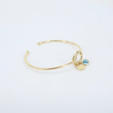 Solid Gold Knot Bangle – Personalized Birthstone & Engraving Charms
