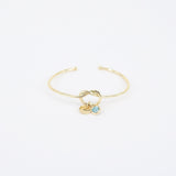 Solid Gold Knot Bangle – Personalized Birthstone & Engraving Charms