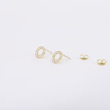 Circle Pave Diamond Studs – Genuine Diamond Gold Earrings