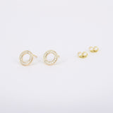 Circle Pave Diamond Studs – Genuine Diamond Gold Earrings