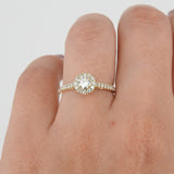 Dazzling Halo Diamond Engagement Ring - Handmade Wedding Jewelry