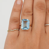 Emerald-Cut Aquamarine Engagement Ring - Large March Birthstone Jewelry