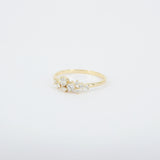 Nature-Inspired Diamond Cluster Ring - Handmade 18K Gold Wedding Band