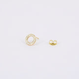 Circle Pave Diamond Studs – Genuine Diamond Gold Earrings