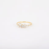 Nature-Inspired Diamond Cluster Ring - Handmade 18K Gold Wedding Band