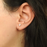 Large Diamond Trio Stud Earrings – Minimalist Cluster of Genuine Diamonds