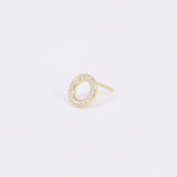 Circle Pave Diamond Studs – Genuine Diamond Gold Earrings