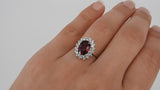 Unheated Mozambique Ruby Engagement Ring - Double Diamond Halo Ruby Ring - April & July Birthstone Ring