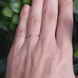 Dainty Simple Diamond Engagement Ring - Handmade Thin Solid 18k Gold Promise Ring