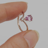 Pear-Shaped Pink Sapphire Chevron Engagement Ring