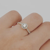 Dazzling Halo Diamond Engagement Ring - Handmade Wedding Jewelry