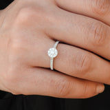 Art Deco Halo Diamond Engagement Ring - April Birthstone - Handmade Jewelry