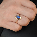 Genuine Oval Celestial Halo Cornflower Sapphire Engagement Ring