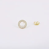 Circle Pave Diamond Studs – Genuine Diamond Gold Earrings