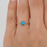 Dainty Round Sleeping Beauty Bezel Turquoise Ring