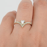GIA Certified Heart Diamond Chevron Engagement Ring