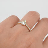 GIA Certified Heart Diamond Chevron Engagement Ring