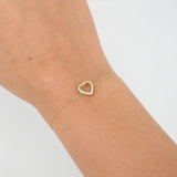 Heart Pavé Diamond Bracelet - Dainty Diamond Chain Bracelet - Minimalist Fine Jewelry