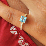 Princess Cut Topaz Bridal Engagement Ring