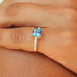 Princess Cut Topaz Bridal Engagement Ring