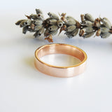 4 mm Flat Solid 18k Gold Ring – Simple Wedding Bands His & Hers Set