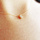 Bezel Diamond Tiny Solitaire Necklace – Natural Dainty Handmade Diamond Necklace