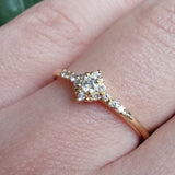 Vintage Diamond Engagement Ring - Handmade Victorian Style - April Birthstone