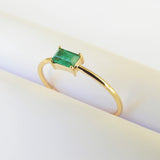 Simple Genuine Colombian Emerald Baguette Ring