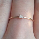 Princess Cut Diamond Engagement Ring – Minimal Square Diamond Promise Ring