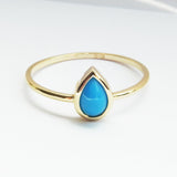 Dainty Tear-Drop Sleeping Beauty Bezel Turquoise Ring