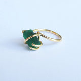 Natural Raw Colombian Emerald Solitaire Engagement Ring - Unique Raw Gemstone Statement Ring