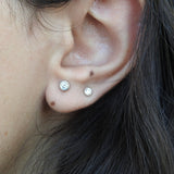 Dainty Genuine Diamond Bezel Stud Earrings